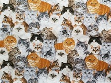 BTHY 18''L X 43"W KITTENS CATS NEW COTTON QUILTING CRAFT FABRIC