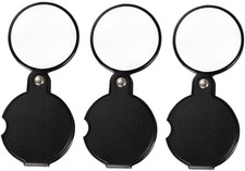 3 Pack 10X Magnifying Glasses Pocket Folding Magnifier with Rotating Holster