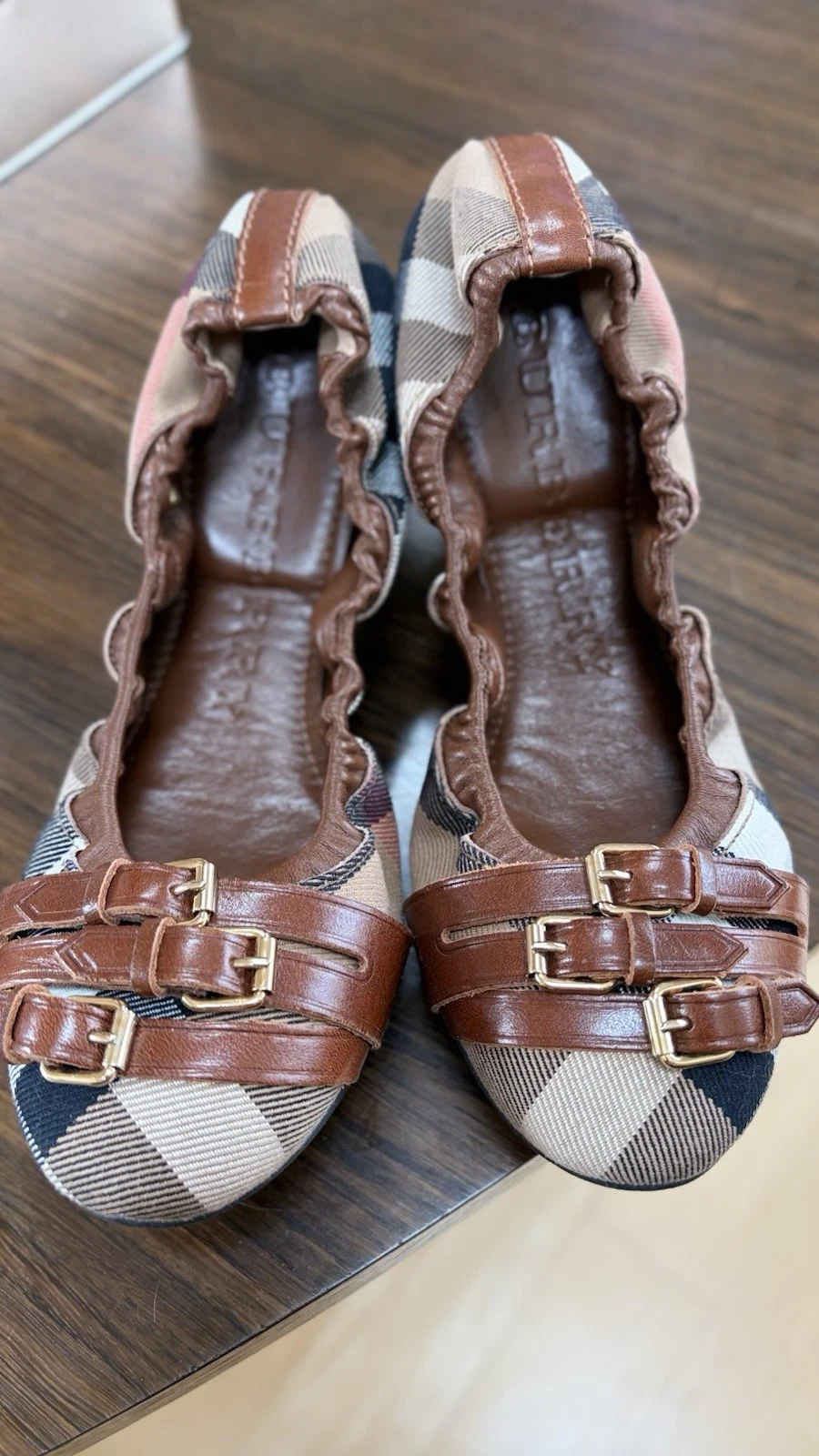 Burberry — Burberry Ballet Flats Size 39 Brown Nova Check Housecheck Canvas 9