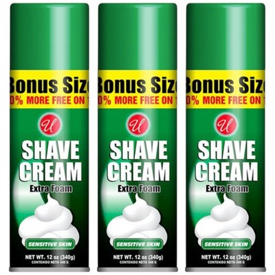 Extra Foam Sensitive Skin Shaving Cream, 12oz. (340g) (Pack of 3)