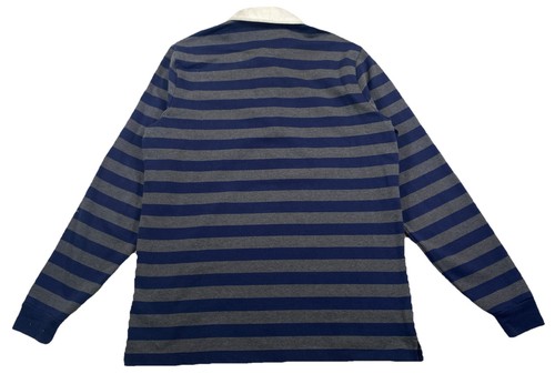 Taylor Stitch Rugby Shirt Collared Long Sleeve Gray Navy Blue Striped Size 40 - Picture 2 of 6