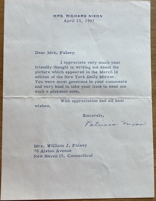 (Richard Nixon) First Lady Pat Nixon Autograph Letter