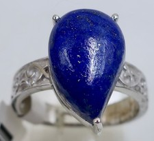 New w Tag BBJ Sterling Silver Teardrop Lapis Lazuli Size 8 Fancy Band Ring