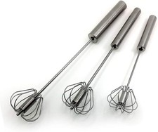 Image of Stainless Steel Semi-automatic Egg Whisk 3PCS Hand Push Rotary Whisk Blender