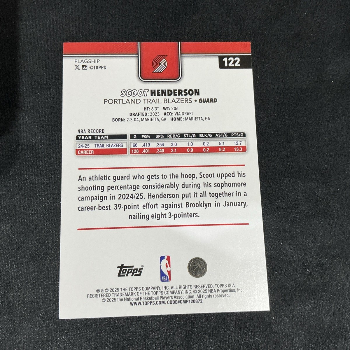 2025-26 Topps Basketball #122 Scoot Henderson Diamanté | eBay