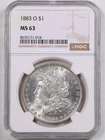 1883-O $1 Morgan Silver Dollar MS63 NGC 8676171-018