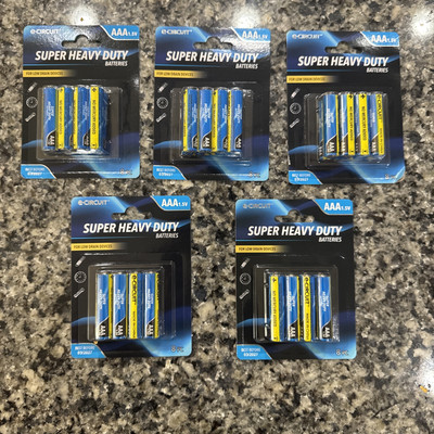 5x 8-PCS PACK E-Circuit Super Heavy Duty AAABatteries 1.5 volts Qty 40 batteries