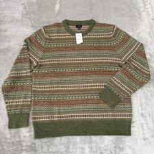 J. Crew Fair Isle Sweater Mens Medium Olive Rust Lambswool Nordic Soft New NWT