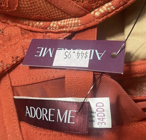 Adore Me Bra Sz 34DDD Dusana Coral Lace Underwire Padded Balconette Feminine - Picture 4 of 4