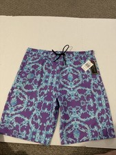 Baroque Gold Purple  Turquoise Paisley Shorts Size X-Large NWT