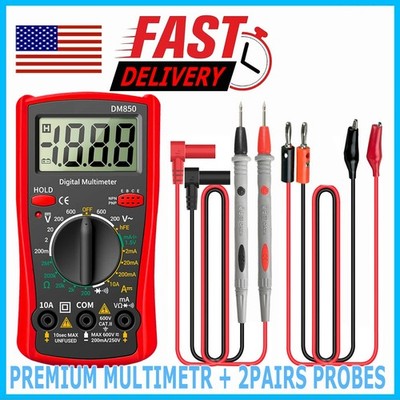 LCD Digital Multimeter Voltmeter Ammeter Ohmmeter Volt AC DC Tester Leads Meter