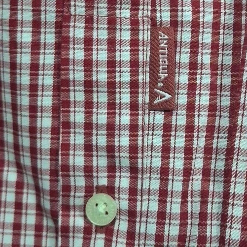VTG Arkansas Razorbacks ANTIGUA LONG SLEEVE BUTTON UP Red Plaid SHIRT SIZE XL  - Image 4 of 4