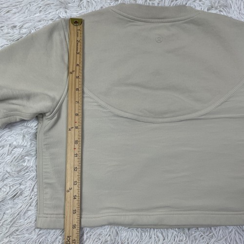 Lululemon Shirt Womens 6 Beige Cotton French Terry + Swift Tee Ladies Activewear - Picture 9 of 11