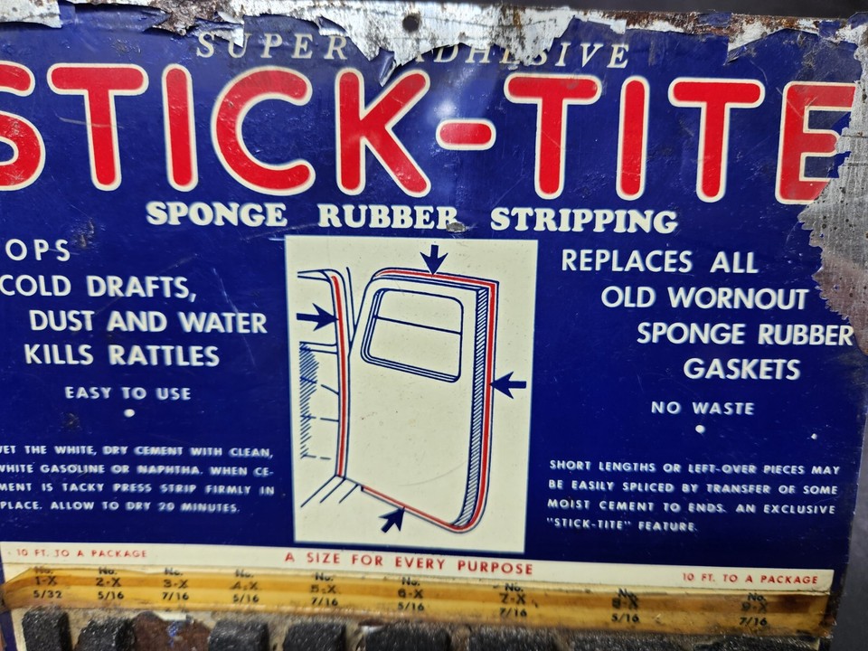 Vintage Tin Tacker Automotive Store Display Adv StickTite Doom Gasgets