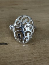 Sterling Silver Oval Filigree Ring Sz 8.75