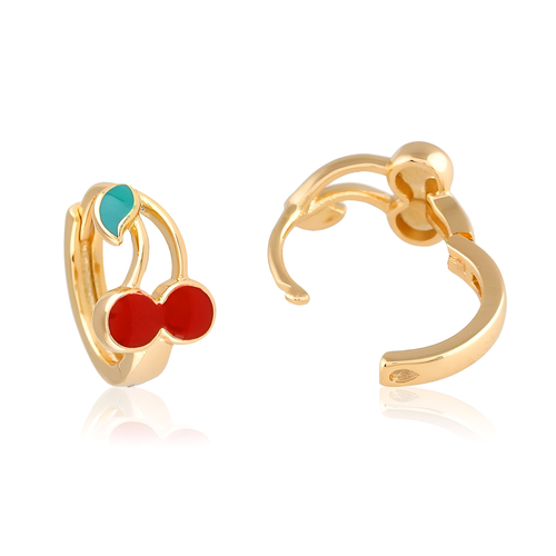 Boucles D'oreilles Créoles Libellule Pour Enfant - Plaqué Or Jaune 18 Carats - Blanc étincelant