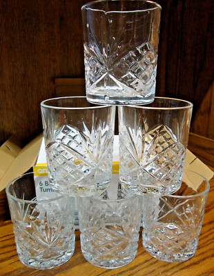 Anko Set 6) Bond Crystal Low-Ball Tumblers 300ml Soda Lime Glass Barware     P21
