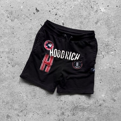 Hoodrich Mens Black Shorts Pockets Drawstring Big Logo Streetwear Size - XS/S