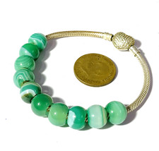 10Pcs. Top Quality Green Banded Agate Large Hole Beads 10mm With 5mm Hole Beads