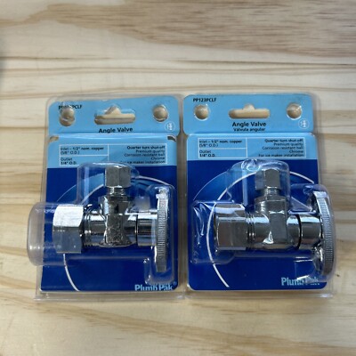 PLUMB PAK PP123PCLF CHROME SUPPLY LINE Valve Lor Of 2   1/2 nom Comp X 1/4 COMP