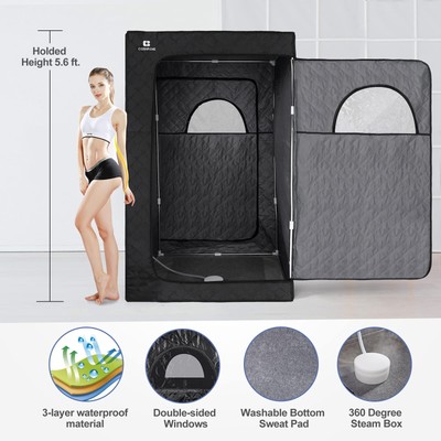 COSVALVE Portable Steam Sauna For Home | Personal Sauna Tent 31.5"x67" With XL Steamer, 9 Heat Levels, Fast Heating