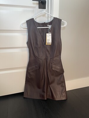 NEW H&M Beautiful Brown Leather Dress RARE ITEM | eBay