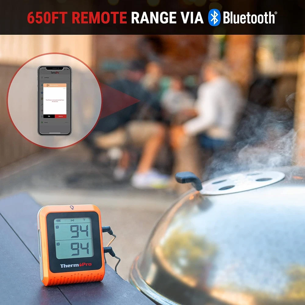 Wireless Meat Thermometer of 650FT for Smoker Oven, Bluetooth Grill Thermometer