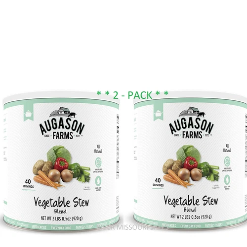 2 Pack Augason Farms Vegetable Stew Blend #10 Cans Emergency Survival 25 Years