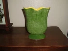 Vintage Red Wing Pottery Dark Green Yellow Interior B-2103 Vase