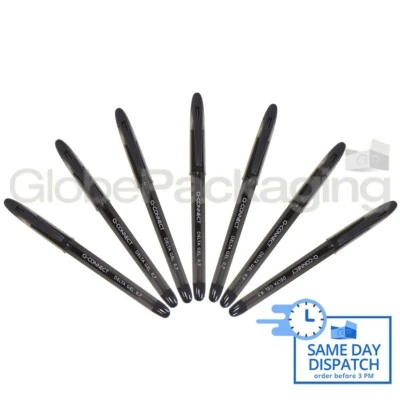 Q-CONNECT 8 x QUALITY BLACK ROLLERGEL ROLLER GEL INK PENS FAST