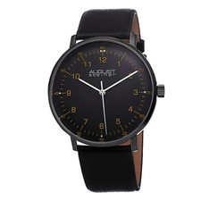 Reloj clásico de cuero genuino con movimiento de tres manos August Steiner AS8090BLK para hombre