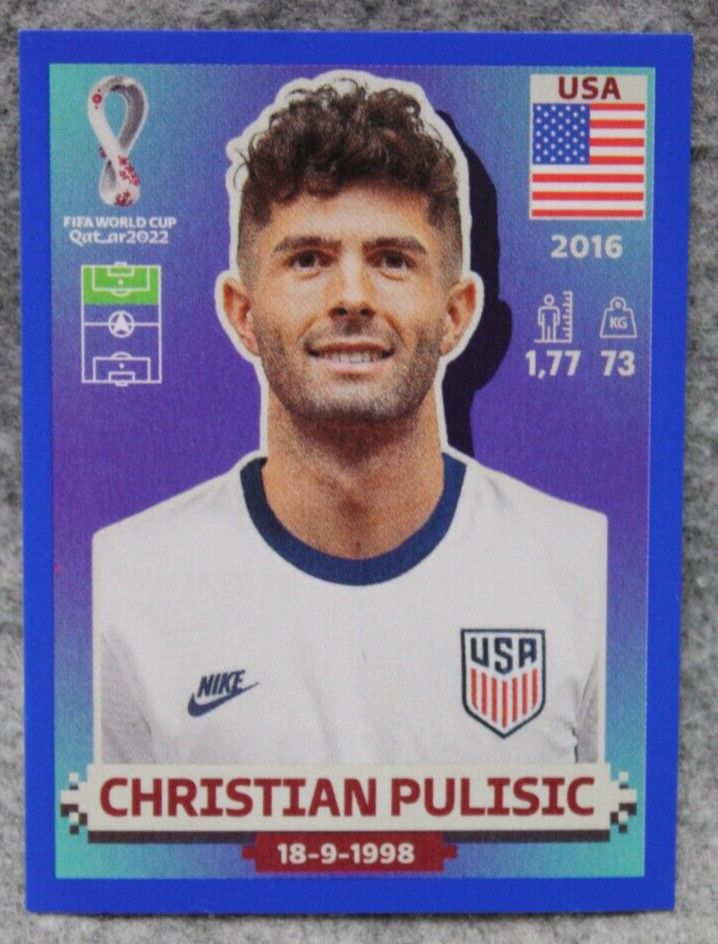 2022 Panini FIFA World Cup USA Stickers -Christian Pulisic Blue SP #USA 18