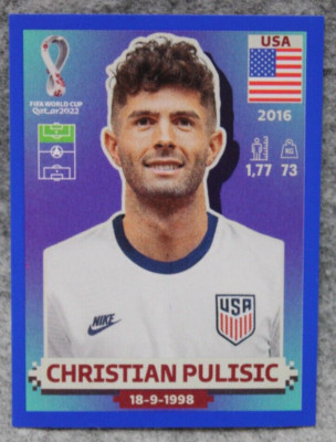 2022 Panini FIFA World Cup USA Stickers -Christian Pulisic Blue SP