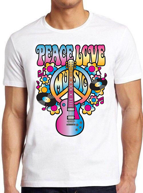 Peace Love Music Guitar Funny Meme Gift Tee T Shirt
