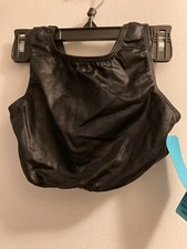 Girls Medium 8-10 Black Shiny Lycra Dance Crop Top