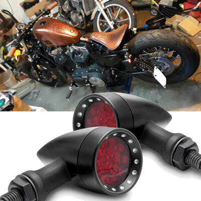 Universal Front LED Turn Signals For Motorcycles - Switchback Bullet Lights, 12V, Smoked Lens, Waterproof - View #5
