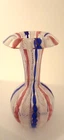 Vintage Murano Art Glass Zanfirico Ribbon Latticino Rolled Top Vase