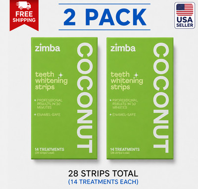 Zimba Teeth Whitening Strips Coconut Flavored - Lot of 2 - 56 Strips Total