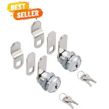 5/8" Size Keyed Alike Cam Locks with Chrome Finish for Easy Installation, 2 Pack