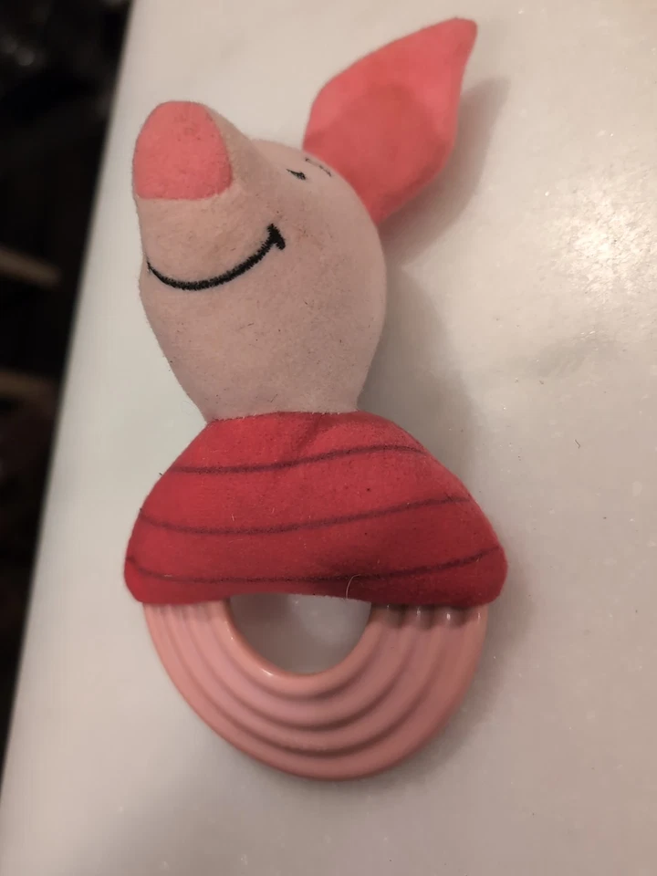 Vintage 1994 Disney Piglet Teether Plush Teething Ring 6" Vintage Baby Toy - Image 2 of 3