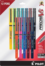 PILOT Precise V5 Pens, 0.5mm Extra Fine Point, Assorted Ink, 12-Pack
