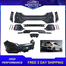 New Rear Bumper Cover Set Fits 2016-2021 Honda Civic Sedan upgrade to Type R
