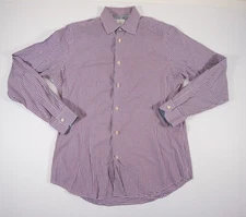 Paul Smith Shirt Mens 16" Purple Button Up Long Sleeve Gingham Check Business