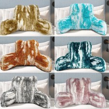 Cozy Jacquard Faux Fur Reading Pillow with Ar...