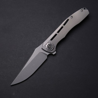 Eutsler Custom Knives DUK Flipper - Angle Milled Titanium / CPM-154 Blade