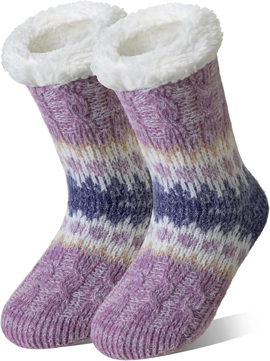 Women Slipper Socks Non Slip Fluffy Winter Warm Thick Thermal Cozy Cabin Soft Fl
