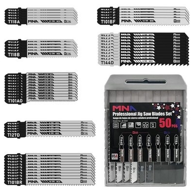 MNA Multi-Purpose Jig-Saw Blades, 50 Pieces, Assorted Jig Saw Kit Value Pack ...
