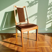 X1 Teak Nathan Dinning Chairs 1970’s Brown Velvet Upholstery Exceptional