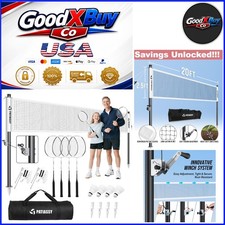 Professional Badminton Set with Carbon Aluminum Rackets, 20ft Net, Shuttlecocks