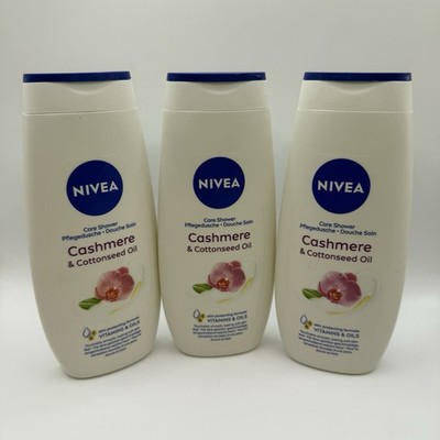 NIVEA Cashmere & Cottonseed Oil Care Shower Gel Body Wash 250ml 3 Pack